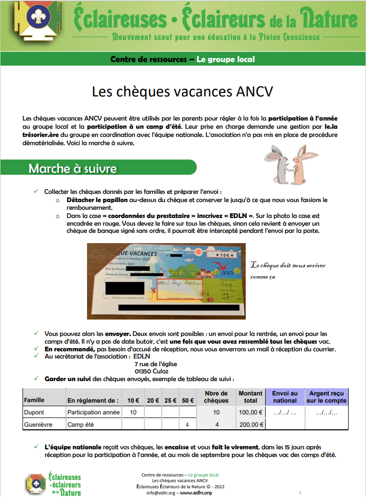 <b>Les chèques vacances ANCV </b>