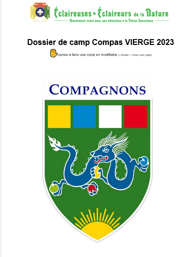 <b> Dossier de camp Compas </b>